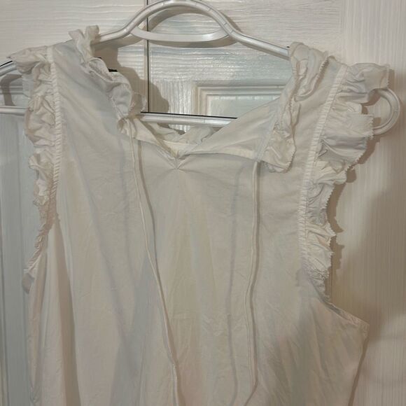 J. Crew Women's Cotton Sleeveless Keyhole Tie Back Ruffle Blouse Top White Small - Picture 7 of 9